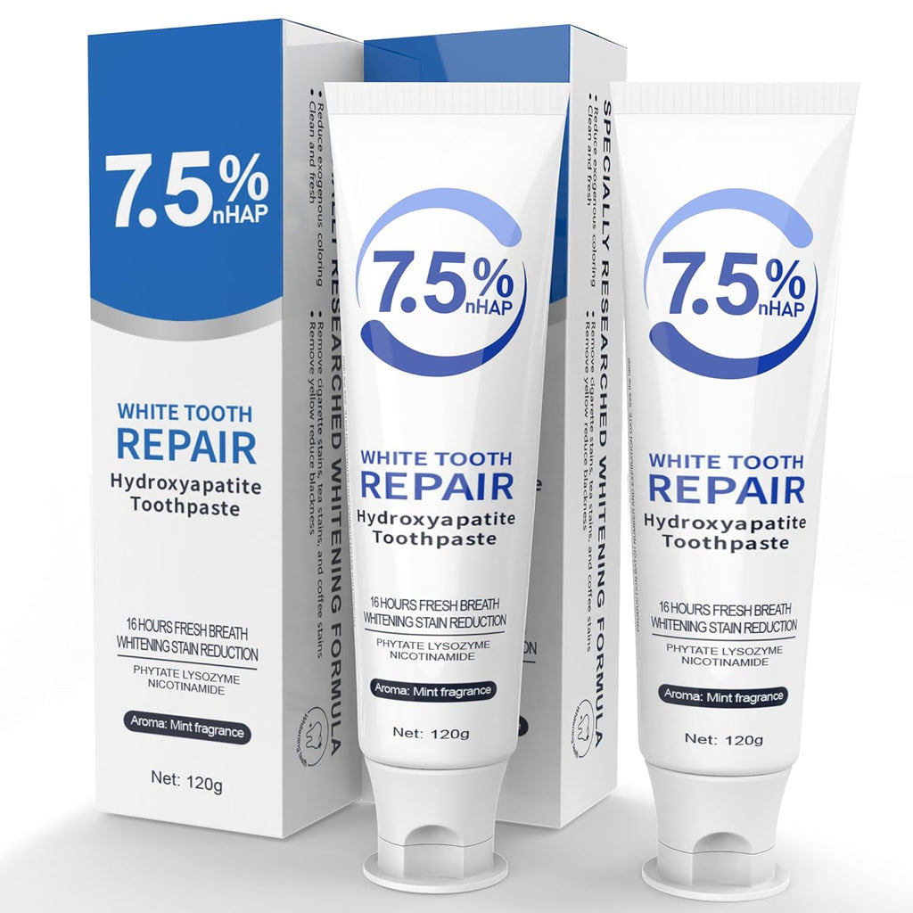 Hydroxyapatite Toothpaste, Nano Hydroxyapatite Toothpaste for Enamel Protection and Tooth Strengthening, Fresh Mint Flavor, Promotes Fresh Breath, Daily Use for Oral Health 2 Pack