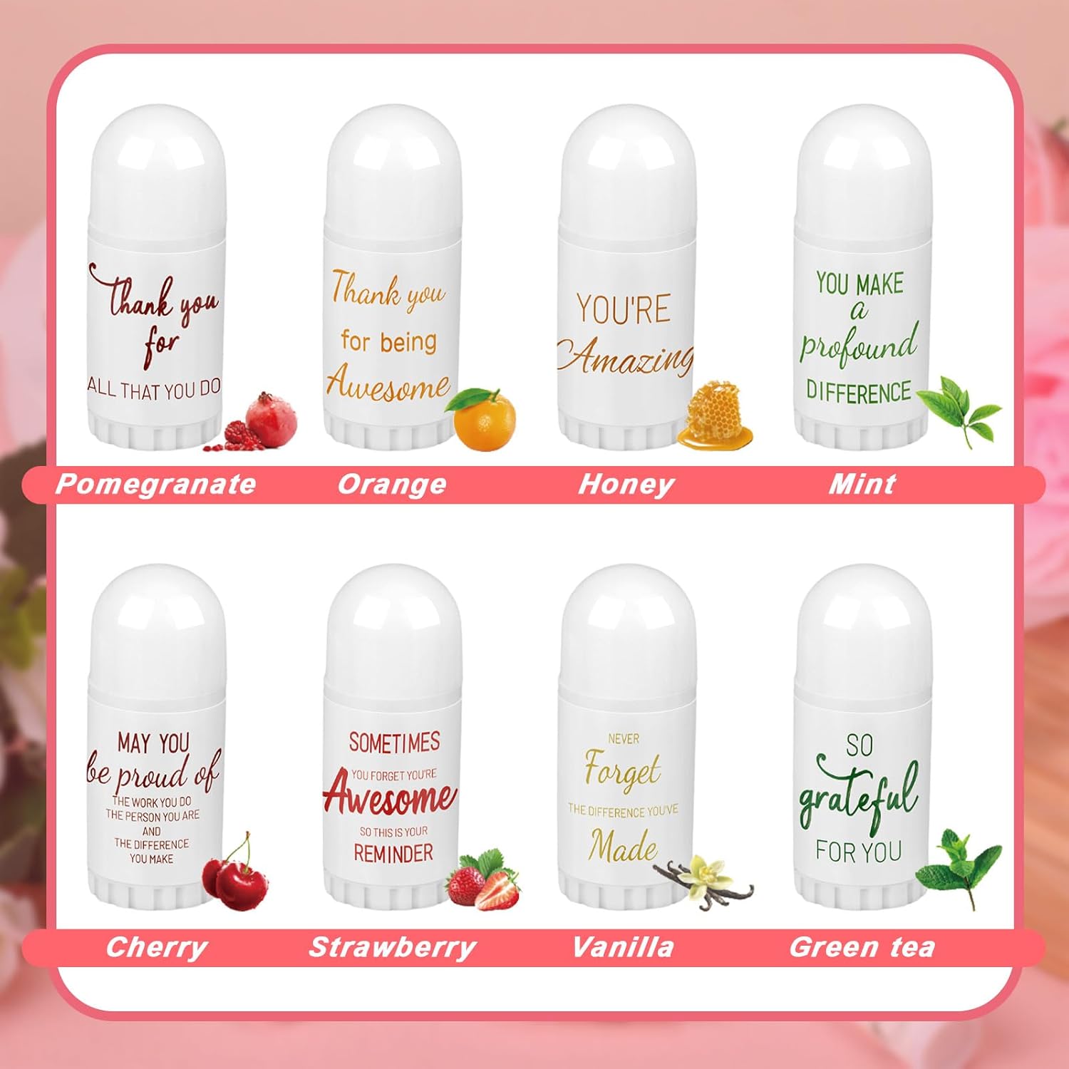 72 Pcs Christmas Mini Lip Balm Bulk Gift, 8 Assorted Flavors, Moisturizing for All Skin Types Thank You Gift for Employees, Operation Christmas, Women, Christian Charity Donation, Thanksgiving