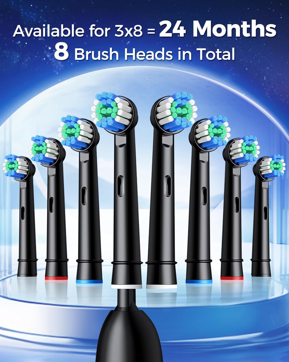 Rotating Electric Toothbrush with 8 Brush Heads for Adults and Kids, 3 Modes Rechargeable Power Toothbrush with 2-Minute Smart Timer, 45-Day Battery Life