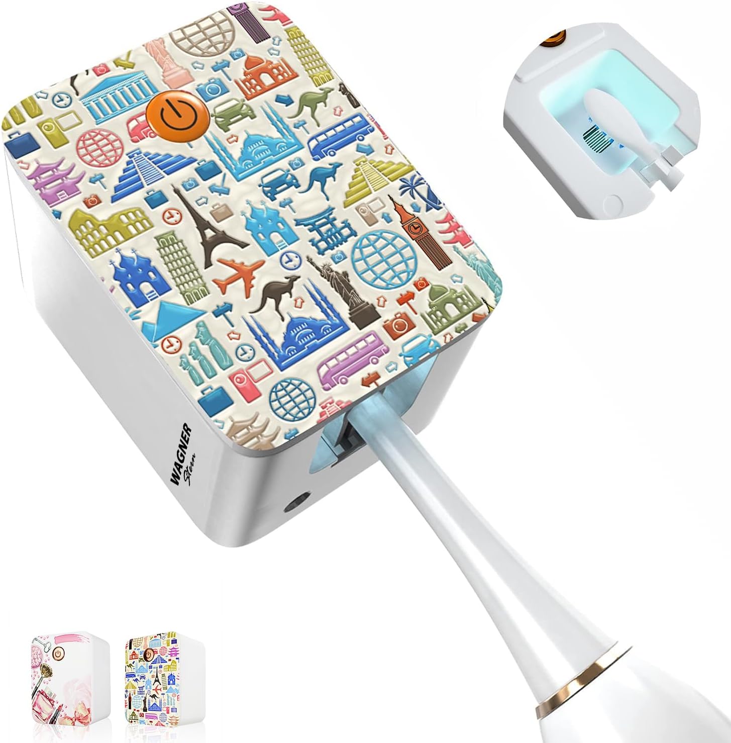 Wagner & Stern UV Toothbrush Sanitizer. Rechargeable Battery, 3D Design, Compatible with All Brush Heads.