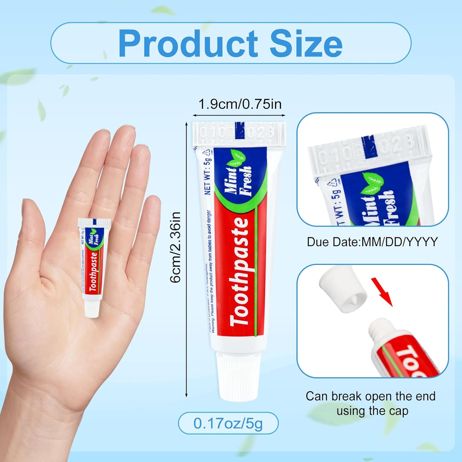 30 Tubes Bulk Travel Size Mini Toothpaste, 0.176oz Disposable Mint Flavor Pocket Teeth Paste Small Essential Toothpaste for Travel, Home/Hotel/Guests/Charity/Homeless/Camping Oral Care (Single Use)