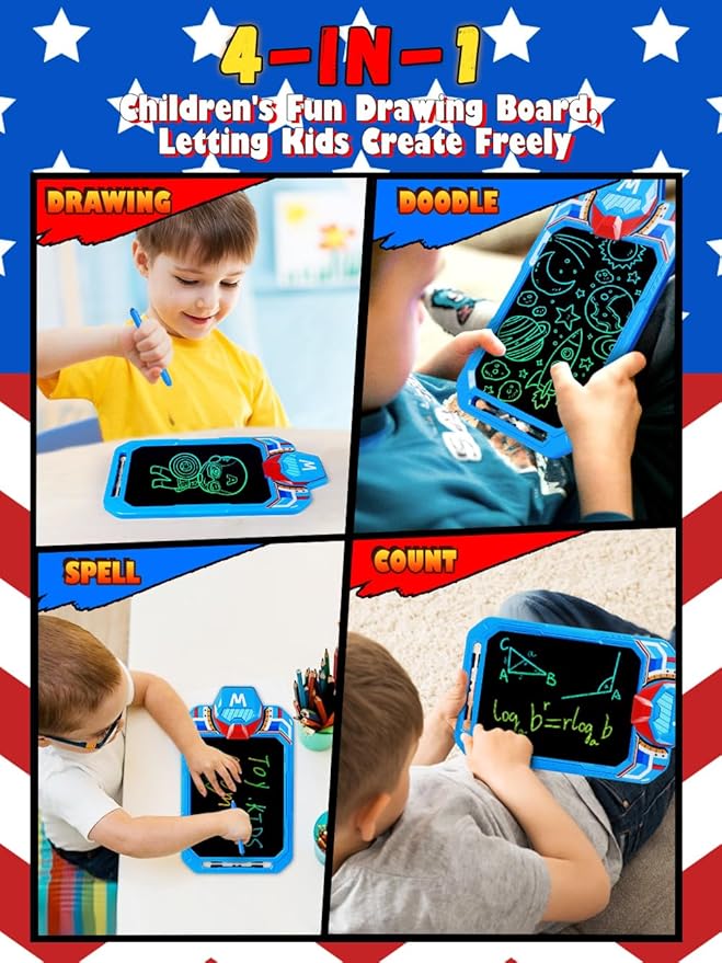 LCD Writing Tablet for Kids 10 Inch Mech Iron Hero for Toddler 3 4 5 6 7 8 - Paint, Doodle Board, Drawing Pad - Travel Toys, Road Trip Car Activities, Birthday Christmas Gift Boys & Man