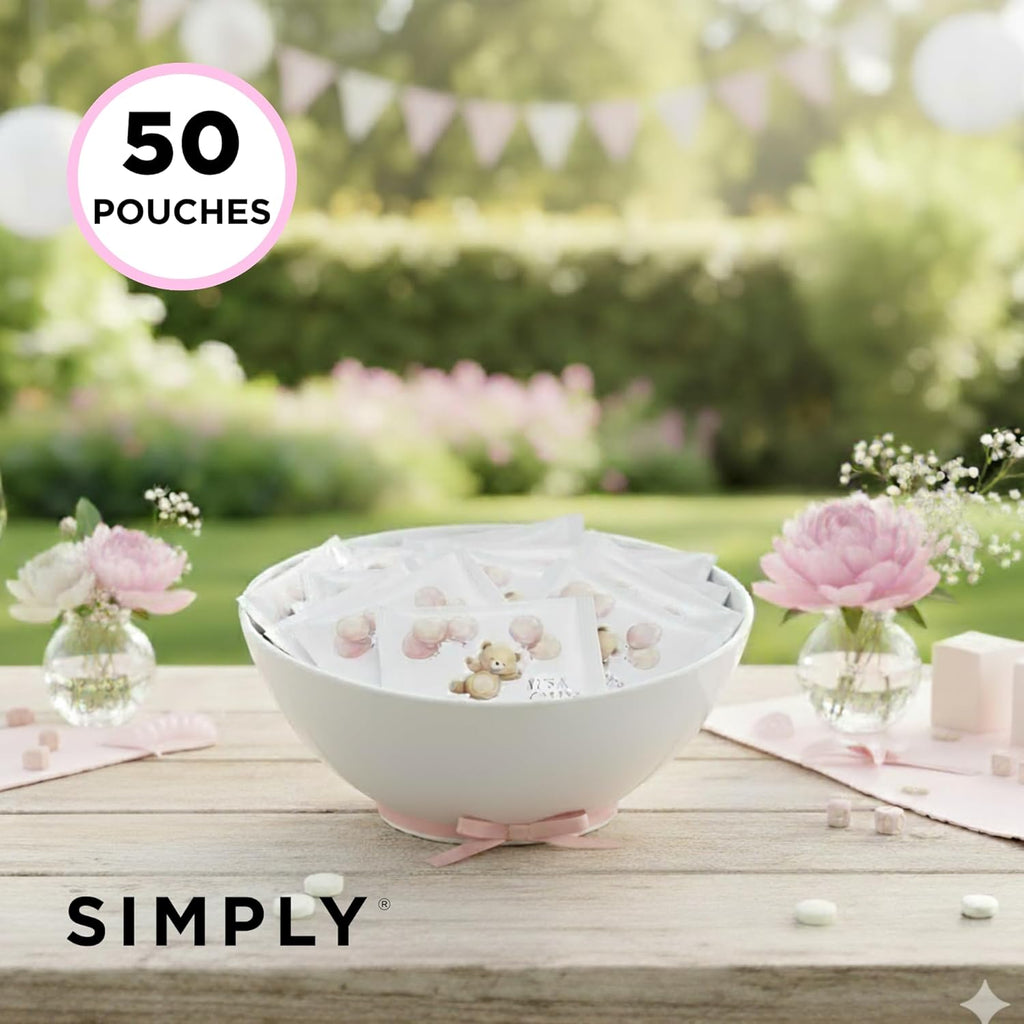 SIMPLY Peppermint "It's a Girl!", Individually Wrapped Breath Mints in Bulk, 50 Packets (2 per Packet), | Gender Reveal, Baby Shower, Party Favors