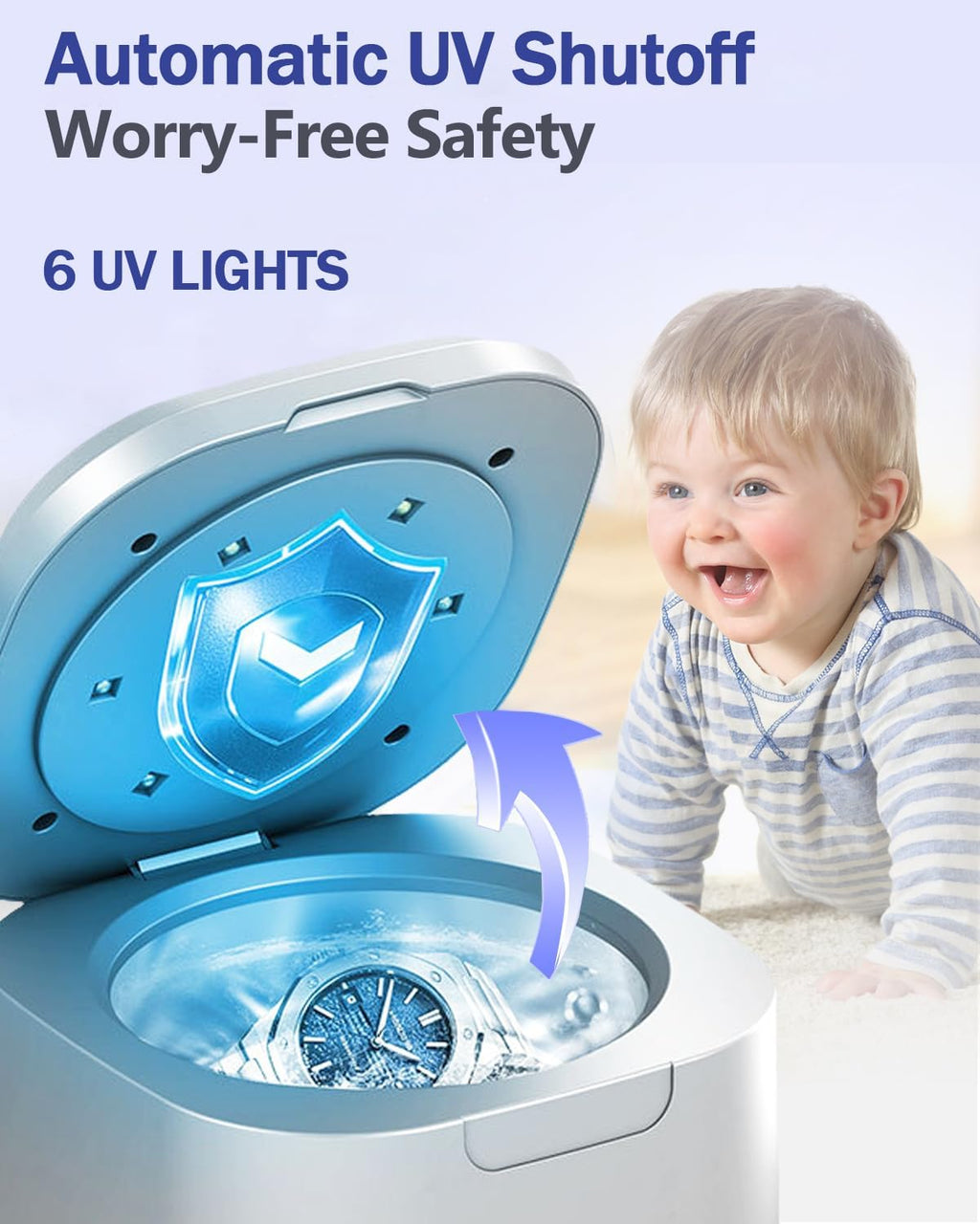 Ultrasonic Retainer Cleaner with UV, 300ML, 49kHz, Dental Cleaning Pod for Dentures, Aligners, Night Guards, Braces, Toothbrush Heads, Jewelry, Mouth Guard, 4 Modes with Digital Timer