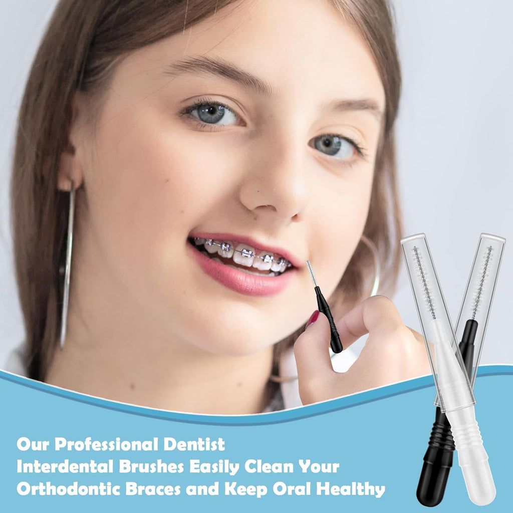 120 Pieces Interdental Brushes, Braces Brush Cleaner Orthodontic Flossers with Soft Bristles 360° Bendable Toothpicks Floss Picks for Braces Kit for Teeth Cleaning Tools