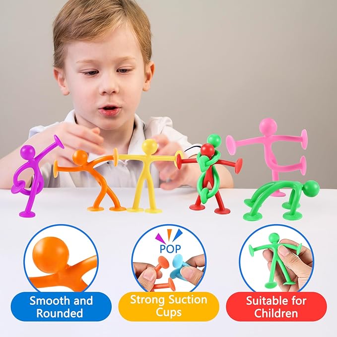 GOLDGE 28 Pack Suction Cup Fidget Toys Sensory Set - Pop, Pull & Stick Travel Sensory Toys for Kids with Autism, ADHD - Stress Relief Fidget Toy for Children Ages 3+, Assorted Colors for Boys & Girls