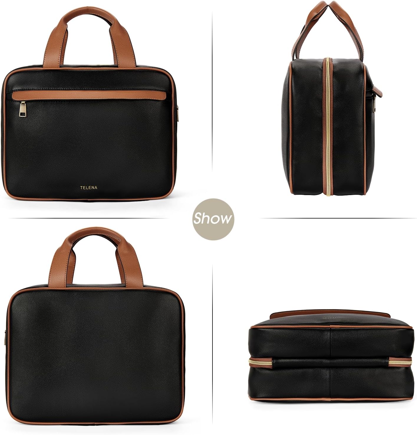 Telena Travel Toiletry Bag for Women with Hanging Hook, Water-resistant Cosmetic Bag Travel Organizer for Accessories, Toiletries, Shampoo