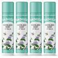 Badger Highland Mint Classic Lip Balm, 100% Organic Balm Long Lasting Lip Moisturizer w/Light Silky Texture, Refreshing, Invigorating & Soothing Mint Lip Balm, 4 Pack