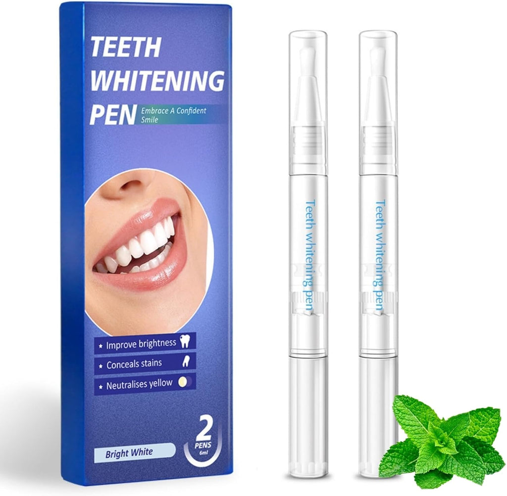 Teeth Whitening Pen, Teeth Whitener Kit Tooth Whitening Pen Gel Effective for Professionally Stain Removal, Painless, Low Sensitivity(Pack of 2)
