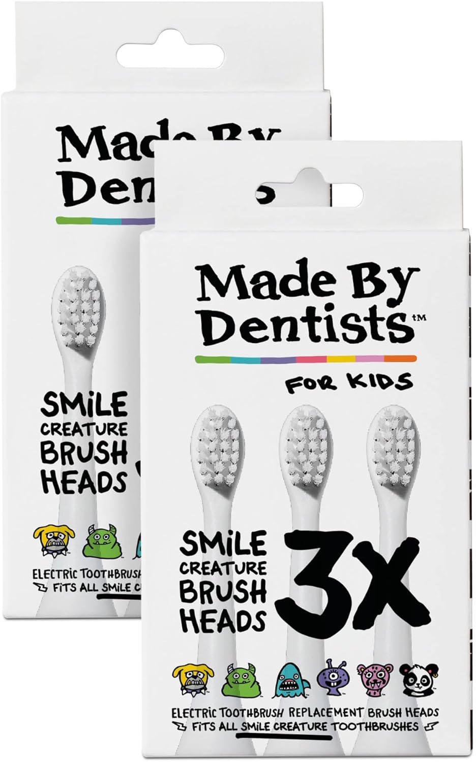Made By Dentists Kids Electric Toothbrush Replacement Heads – 6 Heads (2x3) - Soft Bristles Brush Head for Gentle Care, 18 Months Supply