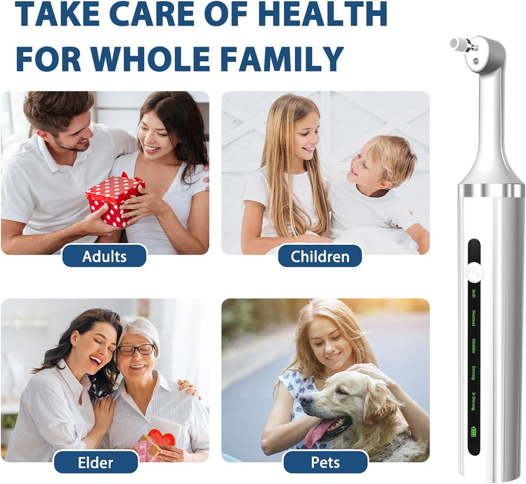 Plaque or Electric Tartar Polishing TeethKit with LED Light 5 Speed Modes with 5 Replacement Brush Heads (White)