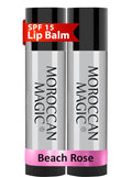 Moroccan Magic Beach Rose SPF 15 Lip Balm - Rose Vanilla | Argan Oil & Essential Oils | Family Owned | Cruelty Free | 2 Pack