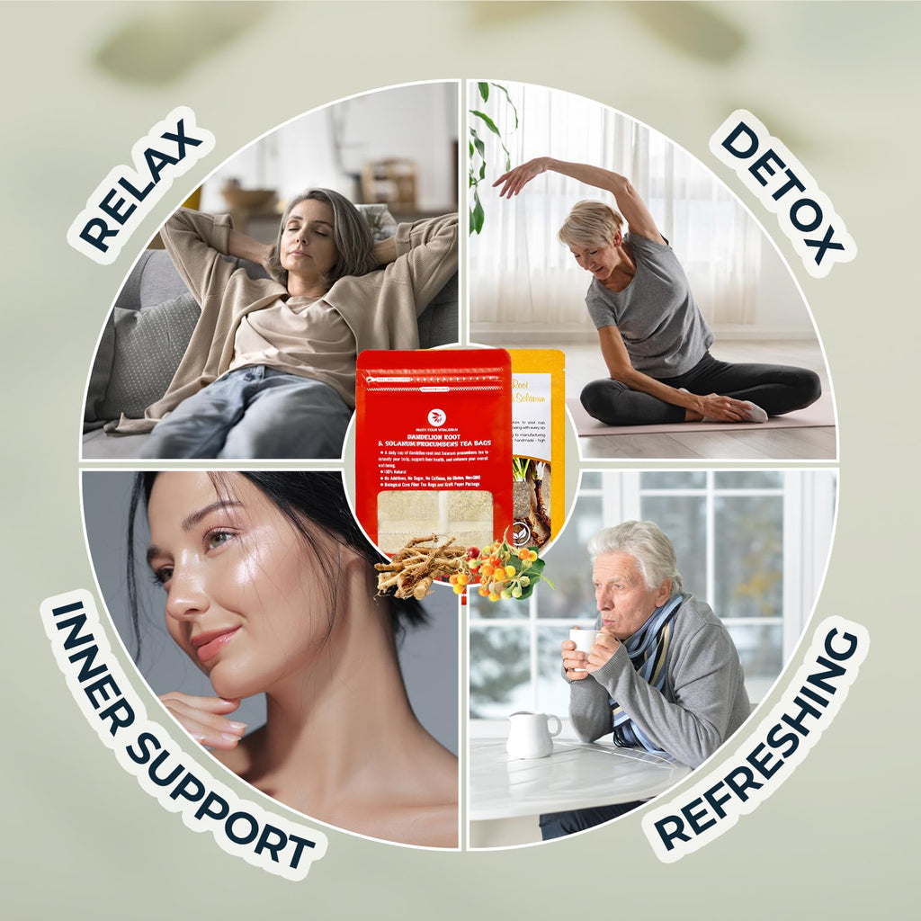 Dandelion Root Tea Samplers with Solanum Trilobatum - 10 Count, Bamboo Tong Included, Re-Steep Pure Herbal Tea Detox Blend for Strength Balance, Energy Support