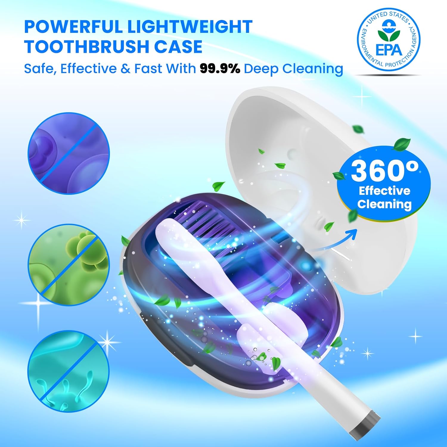 Toothbrush Cleaner Case - Toothbrush Covers with Holder - Rechargeable & Portable Travel Home Toothbrushes Cleaner Case - Fits All Manual or Electric ToothBrushes(White)