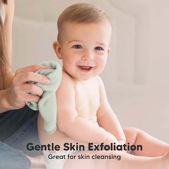 6-Pack Baby Washcloths - Soft Absorbent Viscose from Bamboo Wash Cloths for Babies, Kids, Toddlers, Infant, Newborn Bath Towels, Gentle on Sensitive Skin, 10x10 Reusable Face Towels (Dove)