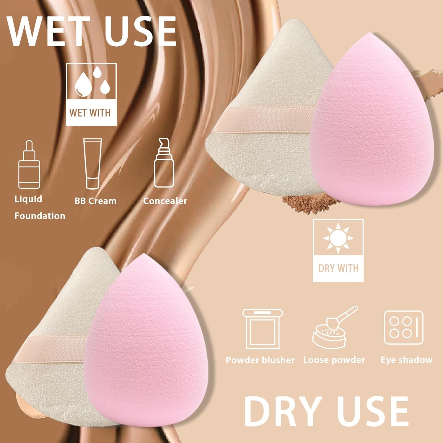 21 pcs Beauty blender Makeup Sponge Bulk:Blender Sponges 21 Pcs for Liquid, Cream, and Powder, Multi-colored Pink make up sponges for foundation