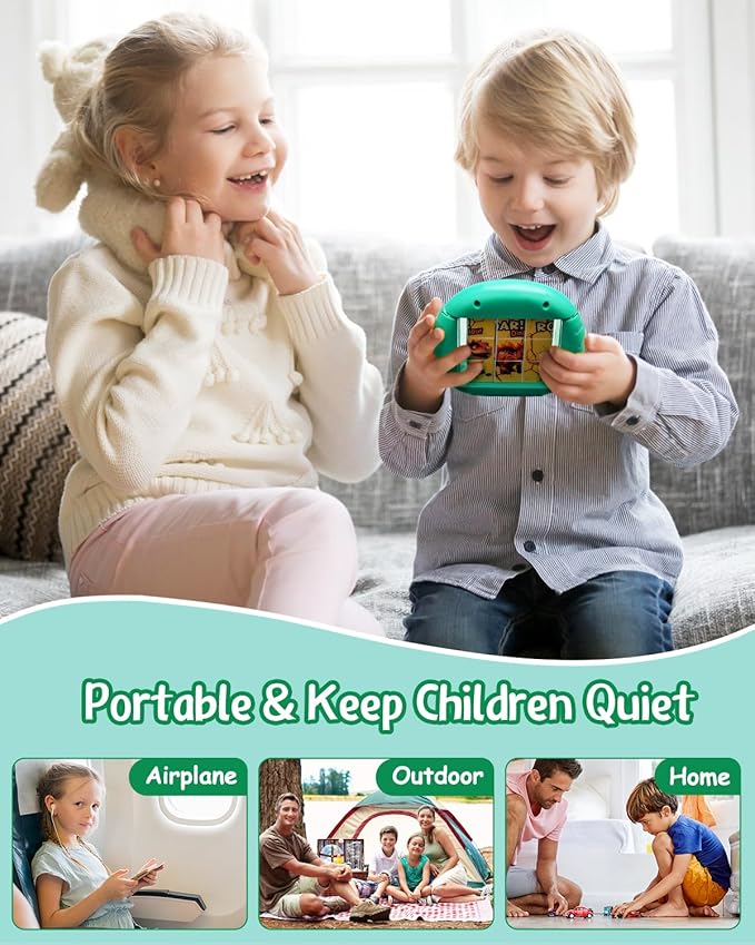 Rotating 3D Puzzle for Kids 3 4 5 6 7 Year Old, 4 Puzzles in 1, Handheld Game Fidget Toys for Travel, Cars & Plane, Fine Motor Skills Developing (Roar Dino Squad)