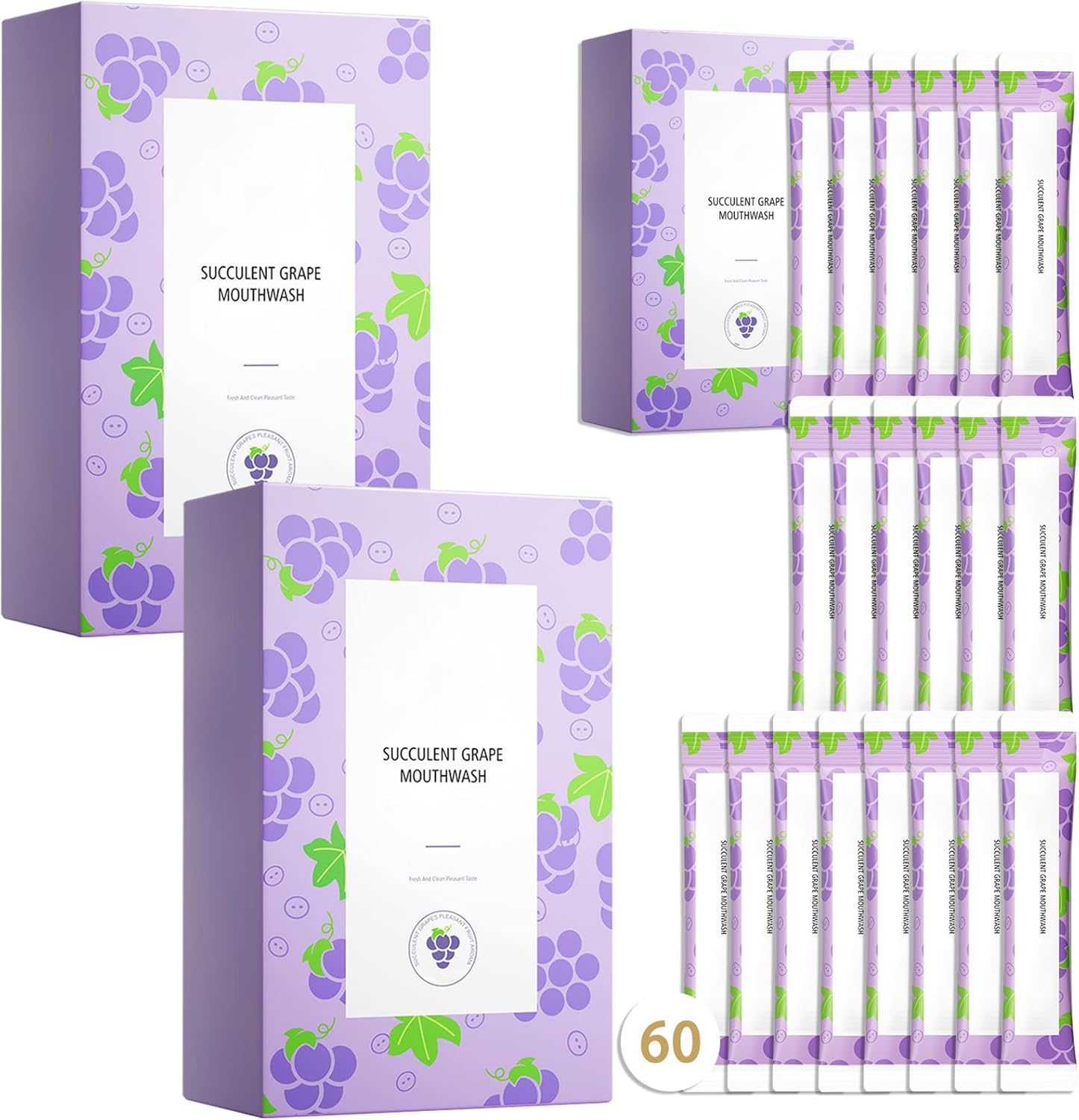 Travel Size Mouthwash,Mini Mouthwash Travel Size Bulk Portable Mouth Wash Set,Individual Small Travel Mouth Wash Packets for Fresh Breath(Pack of 60) A16