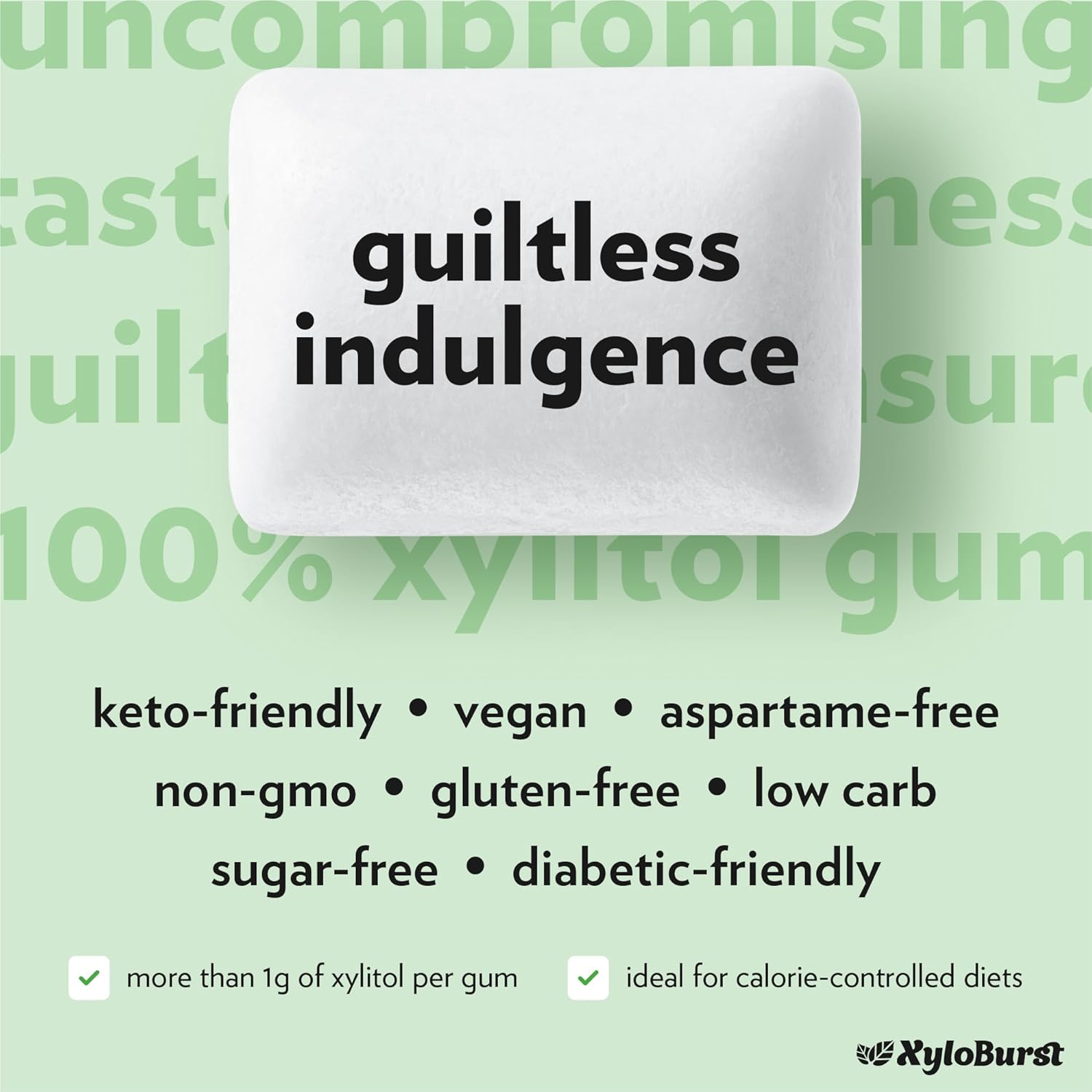 XyloBurst Gum | Xylitol Chewing Gum | Sugar Free, Gluten Free, Keto Friendly | Aspartame Free Gum For Oral Health | Spearmint | 100-Count Jar