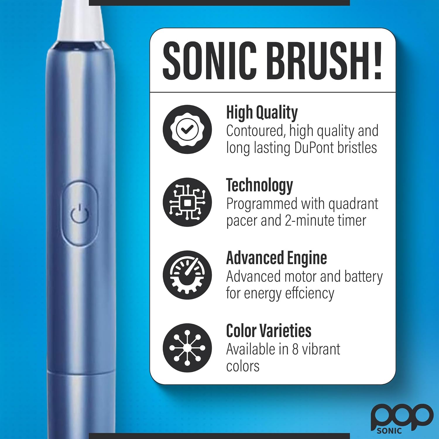 Go Plus Sonic Toothbrushes for Adults w/Electric Toothbrush Case - Electric Toothbrush for Adults & Kids - Sonic Toothbrush w/ 2 Speeds - 18000-24000 Vibrations Per Minute (Brilliant Blue)