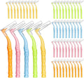 100pcs Interdental Brushes, 5 Sizes Braces Brush Set Soft Dental Brushes with Non-Slip Handle Angled Head Tooth Picks Floss Sticks Dental Floss Brushes for Braces Oral Cleaning