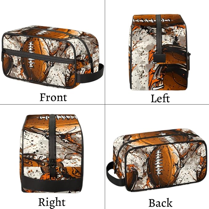 Rugby Football Sport Boys Travel Toiletry Bag Waterproof Wash Bag Shower Shaving Bag Cosmetic Organizer Makeup Bag Portable Toiletries Accessories for Women Men