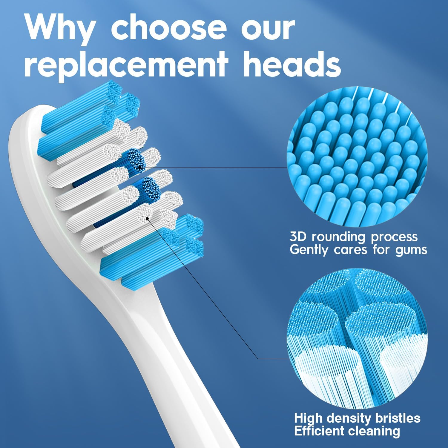 Replacement Brush Heads Compatible with Philips Sonicare, Toothbrush Heads Compatible with Philips Sonicare 4100, 5300, 5100, 6100 Electric Toothbrush Handle, 12 Pack