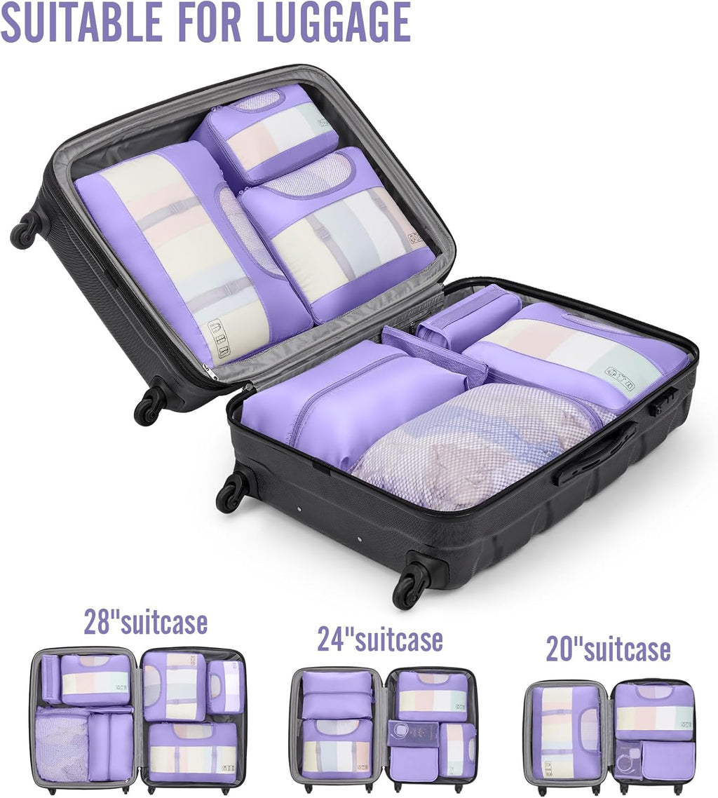 Veken 10 Set Packing Cubes for Travel Essential, Suitcase Organizer Bags in 4 Sizes, Carry-On Luggage Accessories with Large Laundry & Hanging Toiletry Bag, Must-Have for Airplane, Road Trip & Camping