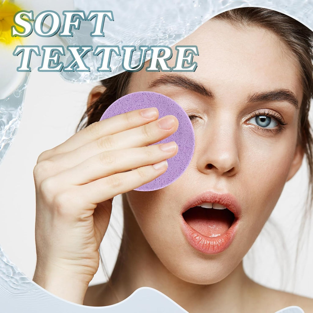 240 Count Compressed Facial Sponges Makeup Removal Round Face Wash Sponges Reusable Face Sponges for Cleansing Exfoliating PVA Spa Facial Pads for Women Esthetician Beauty Remover Supplies, 4 Colors