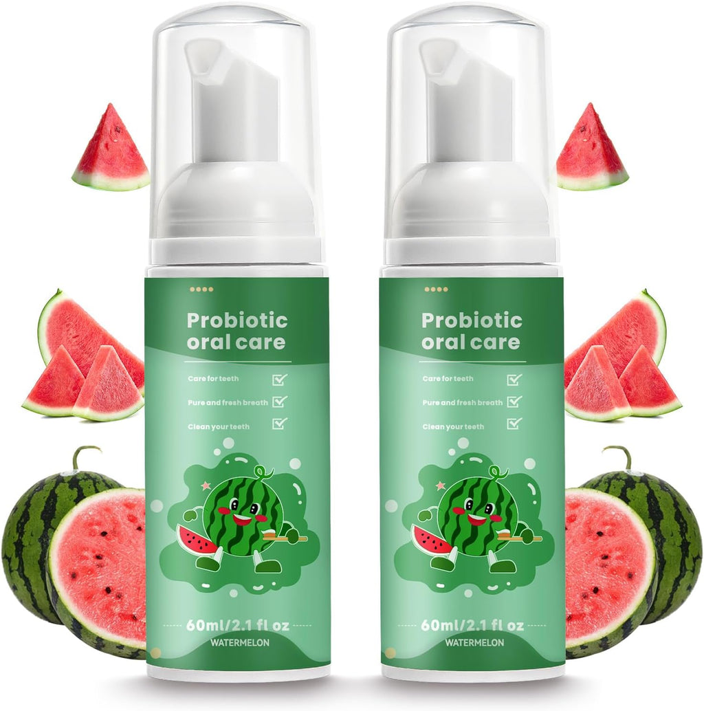 Fluoride Free Foam Kids Toothpaste - Natural Teeth Clean and Whitening Toothpaste with Mint Flavor for U Shaped Toothbrush Travel Size (2Watermelon)