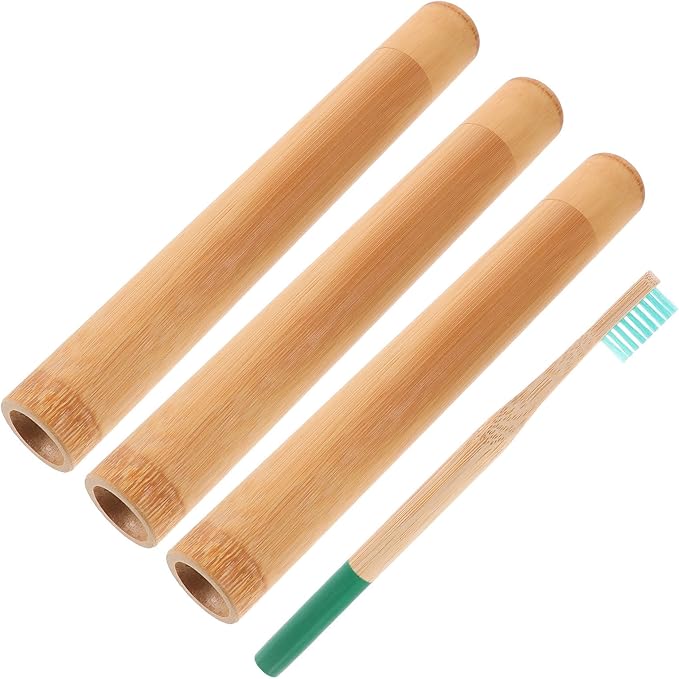 Disposable Biodegradable Toothbrush with Tube Case Ergonomic Wide Head Design Compact Travel Lightweight and Eco-Friendly Oral Care Kit Random Colors Random Color