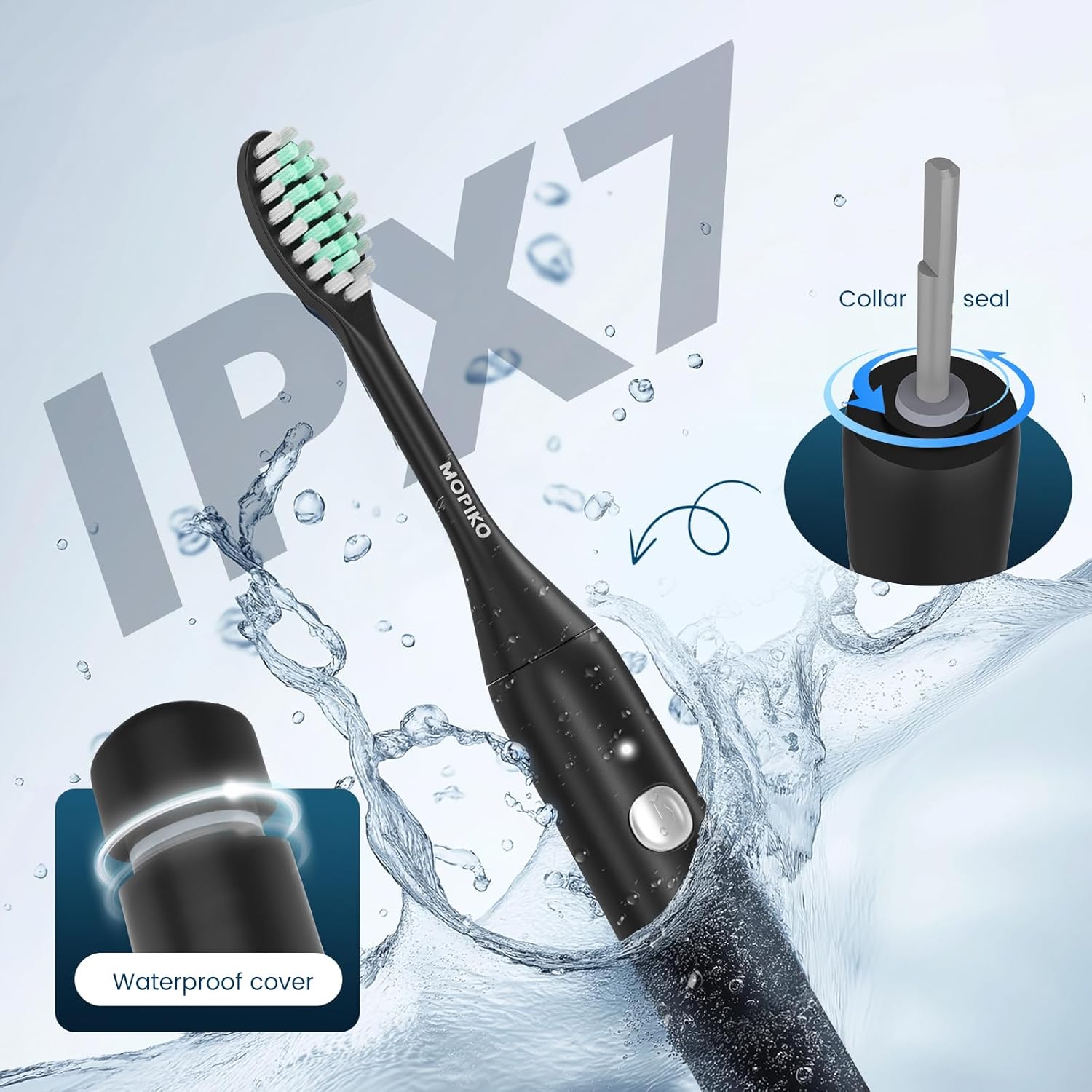 Sonic Electric Toothbrush for Adults - Type C Rechargeable Portable 3 Modes Black Sonic Electric Toothbrush with Travel Kit