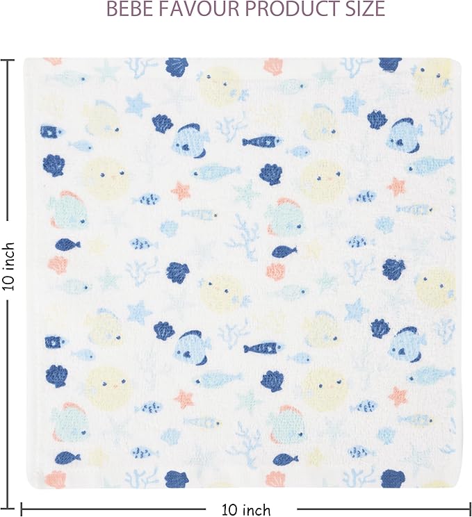 6 Pack Baby Washcloths 100% Cotton Terry Soft and Absorbent Wash Cloths for Face Hand Body Burp Rag Wipes Essentials for Newborns Infants Toddlers Boys Girls