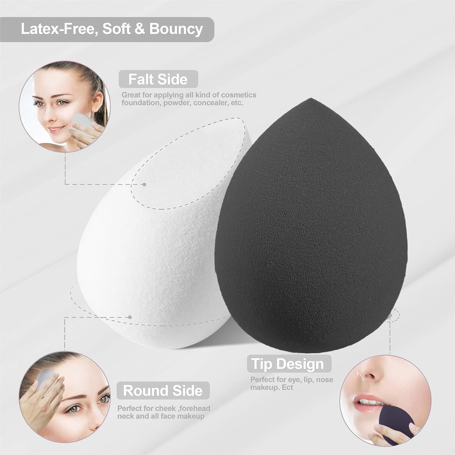 Makeup Sponge Set Blender Sponges 14 Pcs for Liquid Cream, and Powder Latex Free Multi-colored Sponges for Makeup Application with Storage Box Black Gifts