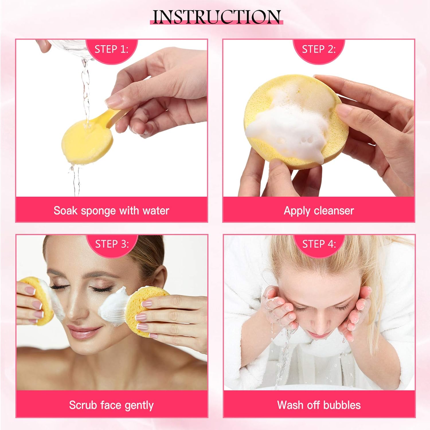 Patelai 120 Pieces Compressed Facial Sponge for Estheticians Face Makeup Removal Cleansing Sponge Pad Exfoliating Spa Wash Round Facial Cleansing Pads Supplies(Yellow)