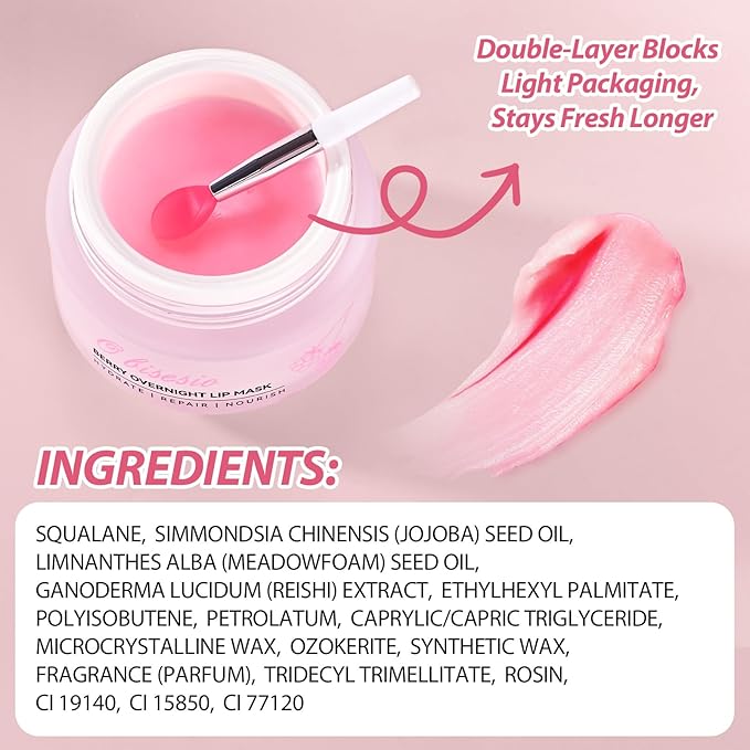 Lip Sleeping Mask,Moisturizing Lip Balm Containing Squalane and Jojoba Oil,Lip Care Cream That Provides Long-Lasting Moisture and Deep Nourishment,Fruity-Scented Lip Balm,Light and Non-Sticky.