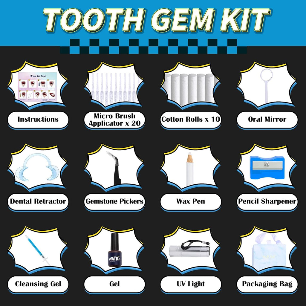 154 Letter pcs Teeth Gem Kit,Tooth Gems for DIY Crystals Teeth Jewelry Kit for Girls Gold Y2K Butterfly Love for Boys Silver (Gold)