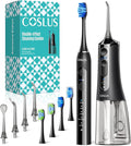 COSLUS Electric Toothbrush with Water Flosser Combo: Portable Oral Clean Kit for Teeth Brushing & Flossing, Multiple Modes for Multiple Users, Cordless for Home & Travel Use, Black, C51C30