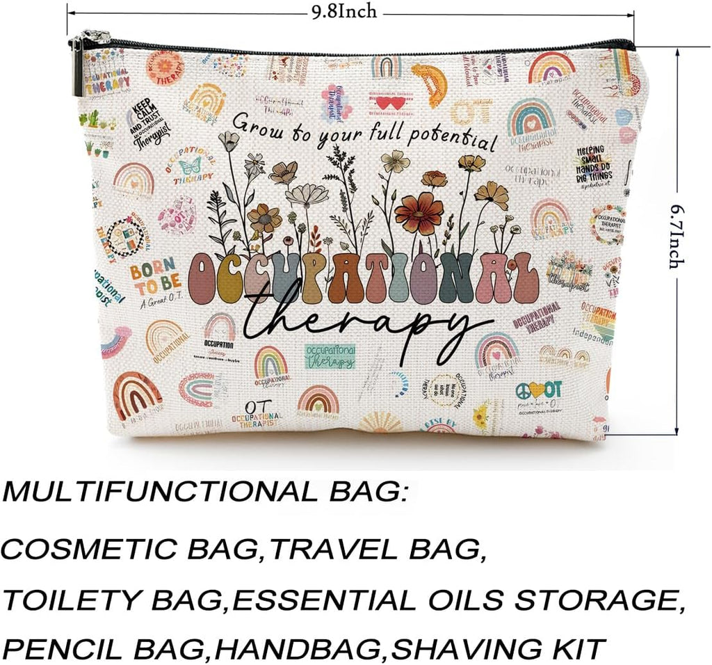 Occupational Therapy Gifts,Therapist Occupational Therapy Makeup Bag Zipper Pouch Travel Toiletry,Therapist Gifts,Ot Gifts,Gifts For Occupational Therapy, white