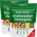 Truly Free Dishwasher Detergent Powder | Natural Dish Detergent, Dishwasher Soap | Plastic Free, Plant-Based, Clean, Heavy Duty Hard Water Stain & Grease Remover | Fragrance Free | 12.5 oz (Pack of 2)