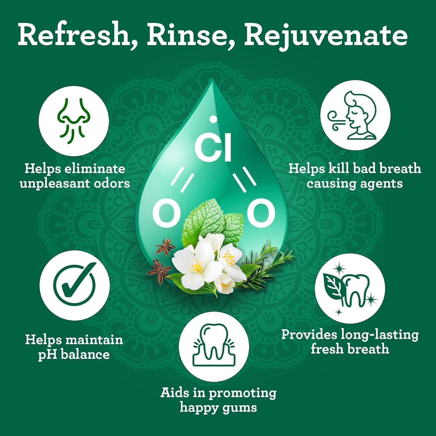 GuruNanda Dual Barrel Breath Harmonizer Mouthwash - Freshens Breath - Alcohol & Fluoride Free with Sodium Chlorite & Essential Oils - Wild Mint Flavor, 3 Pack