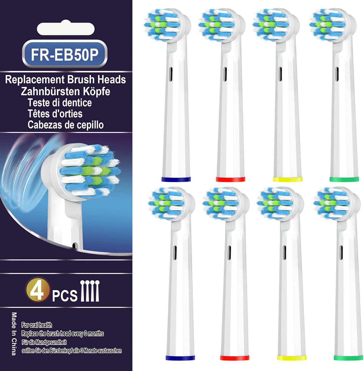 Replacement Toothbrush Heads for Oral B Pro 1000 Replacement Heads,Braun Replacement Brush Heads Refill Compatible with Genius X,Smart 1500,Pro 5000,8 Count,White
