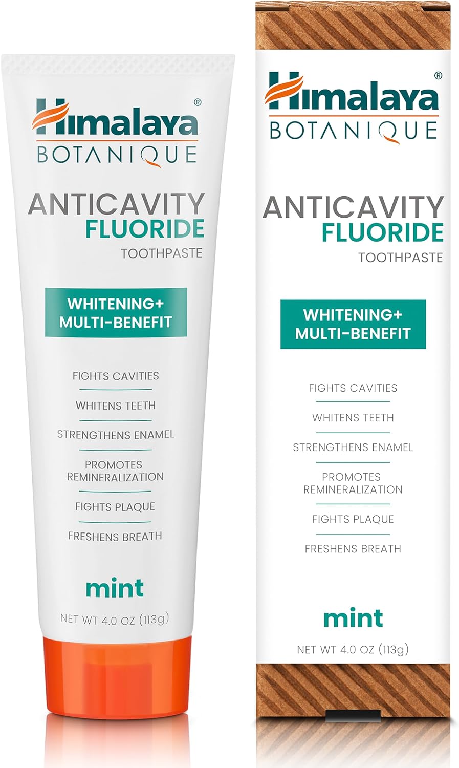 Himalaya Botanique Anticavity Fluoride Toothpaste, Fluoride with Multi-Benefit Support, Fights Cavities, Strengthens Enamel, Promotes Remineralization, Mint Flavor, 4 oz.