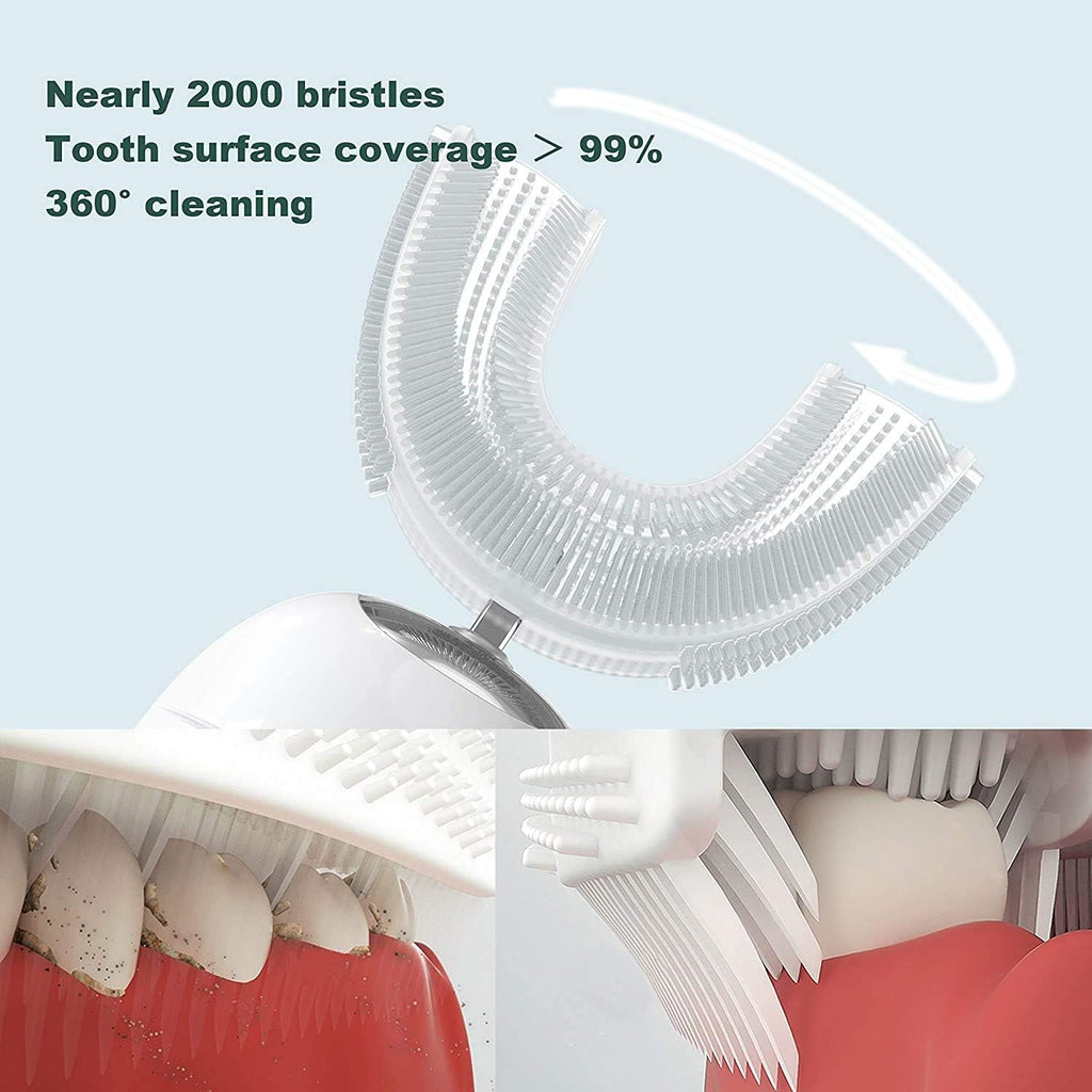 360° U-Shaped Toothbrush for Adults, Suitable for People with Limited Mobility Original Newupgrade Automatic Electric Toothbrushes, Multiple Brush Heads Options,IPX7 Waterproof