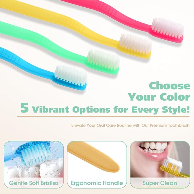 LemonRoad 20 Sets Travel Toothbrush Sets Disposable Toothbrush with Individual Portable Case Individually Wrapped Tooth Brush with Cases for Homeless Supplies Travel Camping Hotel (Macron)