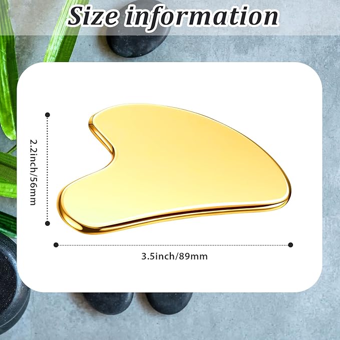 Nuanchu Stainless Steel Gua Sha Facial Tools Metal Guasha Tool for Face Body Jawline Shaper, Double Chin Reducer, Puffiness Reducing, Lymphatic Drainage Massager Skin Care Gift with Pouch(Gold)