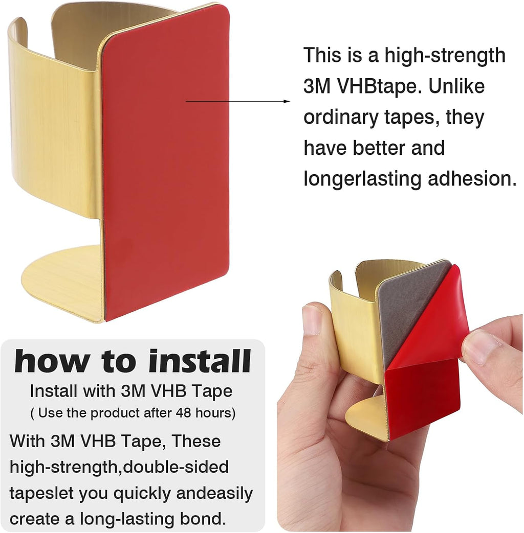 Electric Toothbrush Holder Wall Mount, 304 Stainless Steel Self-Adhesive Bathroom Organizer for Electric Toothbrush, Toothpaste & Face Wash-Space Saving, Waterproof, Holds Up to 10lbs (Golden 2 Pack)