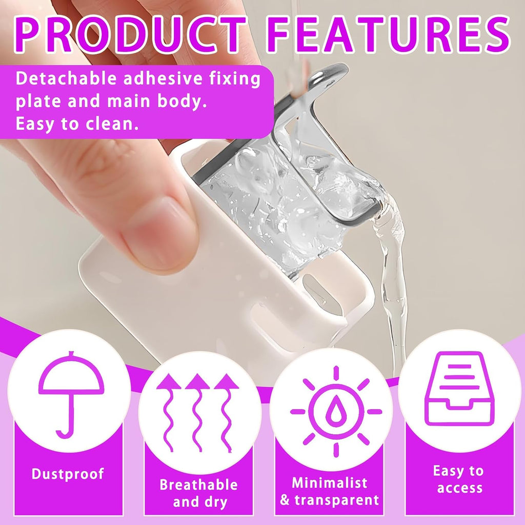 4PC Wall Mounted Toothbrush Holder Set with Cover, Waterproof and Dustproof Electric Toothbrush Holders, Durable ABS+PS Material, Suitable for 99% of Toothbrushes, Bathroom Tooth Brush Holder