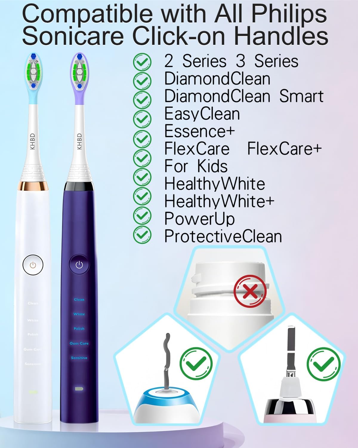 Replacement Toothbrush Heads Compatible with Philips Sonicare Click-on Handles, Multi-Coloured Silicone Wrapped Brush Heads Refills, with Covers, 12 Pack