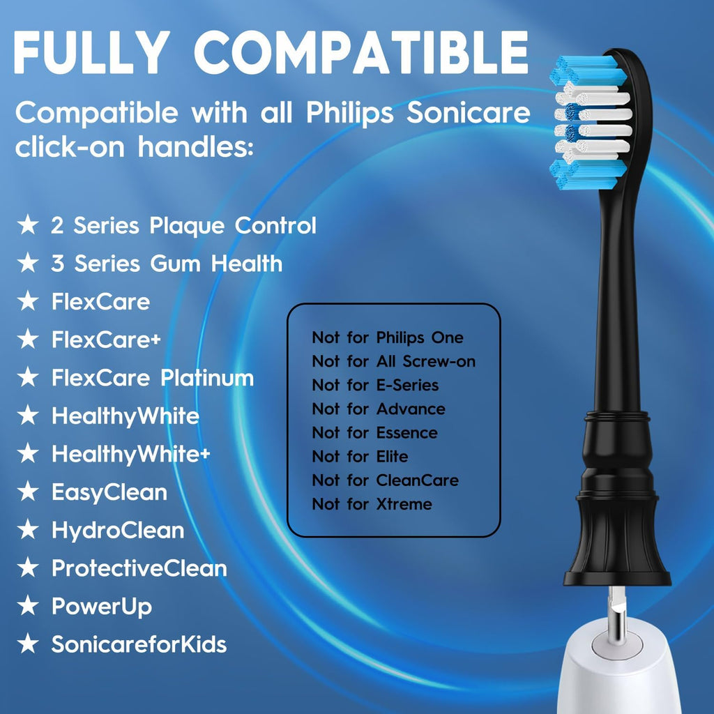 Replacement Brush Heads Compatible with Philips Sonicare ProtectiveClean 4100, 5300, 5100, 6100 ExpertClean 7500 DiamondClean 9300 Electric Sonic Toothbrush Handle C2 G2 C3 G3 W3 Brush,12 Pack